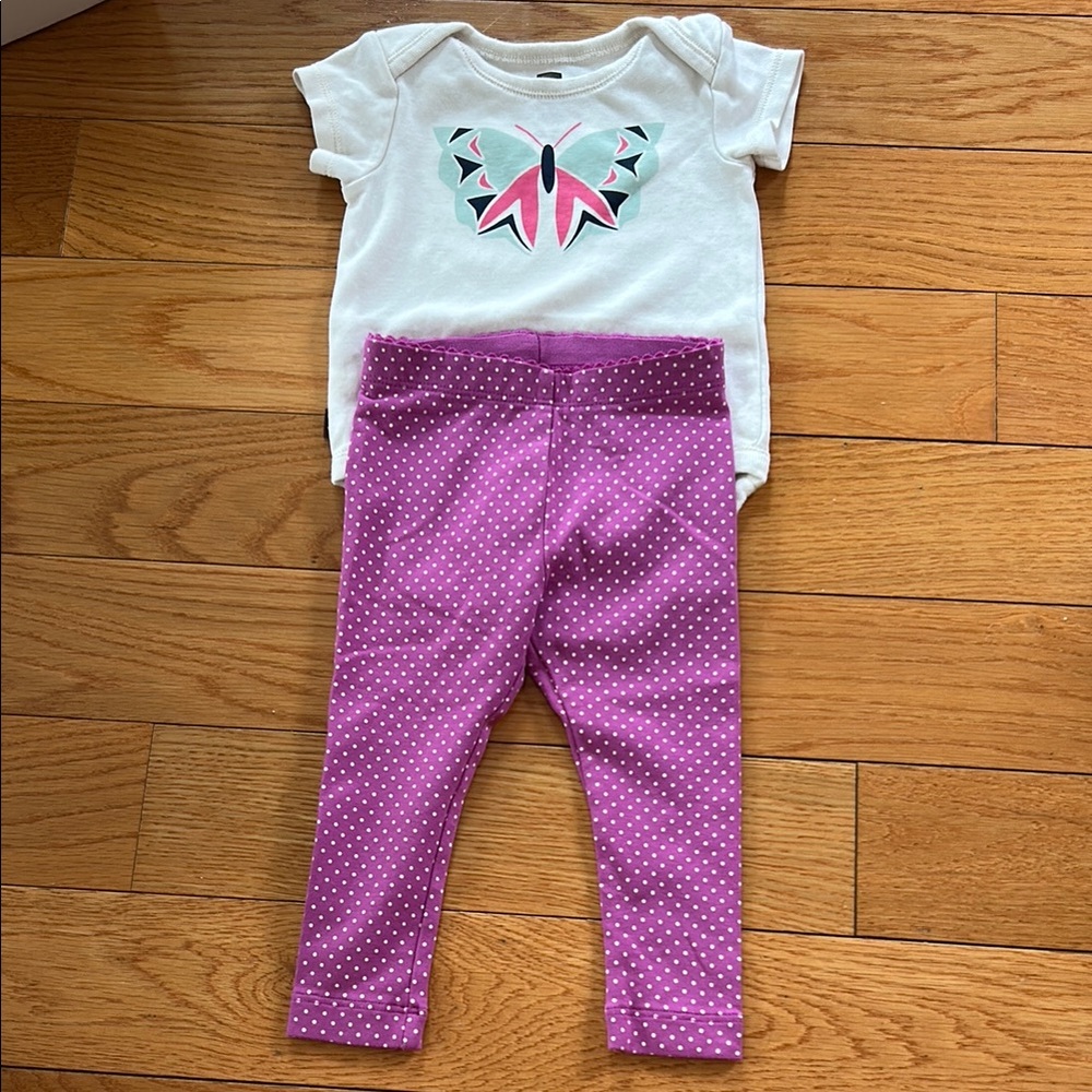 Tea Collection White and Pink Butterfly Set size 6-9 months